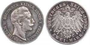 2 Mark Regno di Prussia (1701-1918) Argento Wilhelm II, German Emperor (1859-1941)