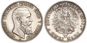 2 Mark Regno di Prussia (1701-1918) Argento Federico III di Germania (1831-1888)