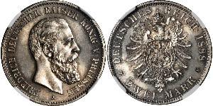 2 Mark Regno di Prussia (1701-1918) Argento Federico III di Germania (1831-1888)