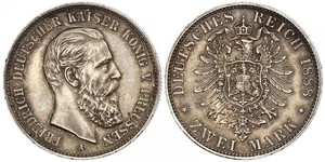 2 Mark Regno di Prussia (1701-1918) Argento Federico III di Germania (1831-1888)