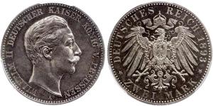 2 Mark Regno di Prussia (1701-1918) Argento Wilhelm II, German Emperor (1859-1941)