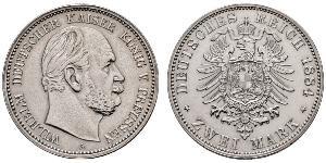 2 Mark Regno di Prussia (1701-1918) Argento Wilhelm I, German Emperor (1797-1888)