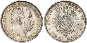 2 Mark Regno di Prussia (1701-1918) Argento Wilhelm I, German Emperor (1797-1888)