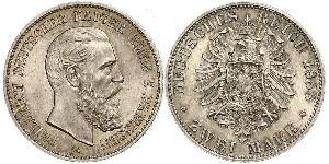 2 Mark Regno di Prussia (1701-1918) Argento Federico III di Germania (1831-1888)