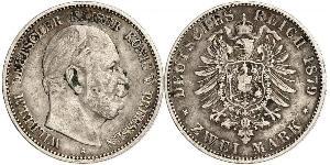 2 Mark Regno di Prussia (1701-1918) Argento Wilhelm I, German Emperor (1797-1888)