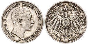 2 Mark Regno di Prussia (1701-1918) Argento Wilhelm II, German Emperor (1859-1941)