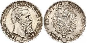 2 Mark Regno di Prussia (1701-1918) Argento Federico III di Germania (1831-1888)