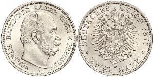 2 Mark Regno di Prussia (1701-1918) Argento Wilhelm I, German Emperor (1797-1888)