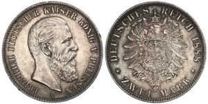 2 Mark Regno di Prussia (1701-1918) Argento Federico III di Germania (1831-1888)