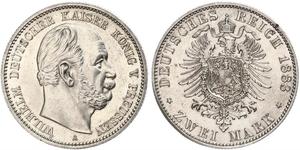 2 Mark Regno di Prussia (1701-1918) Argento Wilhelm I, German Emperor (1797-1888)