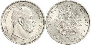 2 Mark Regno di Prussia (1701-1918) Argento Wilhelm I, German Emperor (1797-1888)