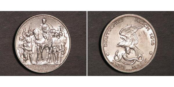 2 Mark Regno di Prussia (1701-1918) Argento 