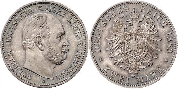 2 Mark Regno di Prussia (1701-1918) Argento Wilhelm I, German Emperor (1797-1888)