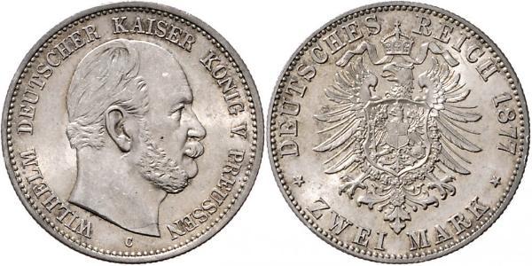 2 Mark Regno di Prussia (1701-1918) Argento Wilhelm I, German Emperor (1797-1888)