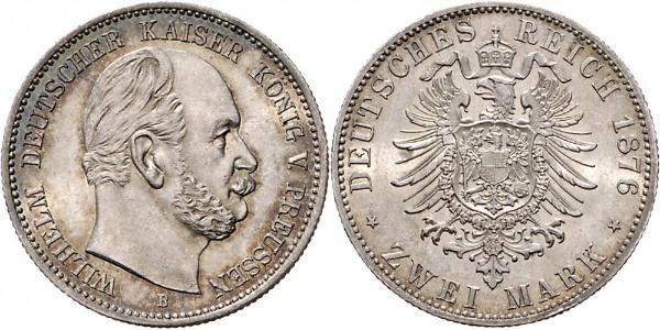 2 Mark Regno di Prussia (1701-1918) Argento Wilhelm I, German Emperor (1797-1888)