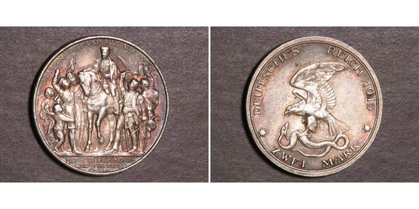 2 Mark Regno di Prussia (1701-1918) Argento 