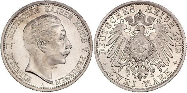 2 Mark Regno di Prussia (1701-1918) Argento Wilhelm II, German Emperor (1859-1941)