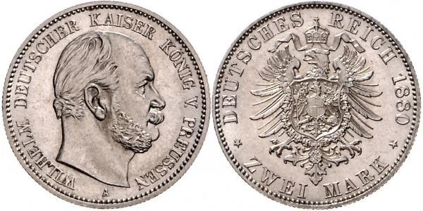 2 Mark Regno di Prussia (1701-1918) Argento Wilhelm I, German Emperor (1797-1888)