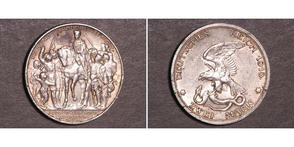 2 Mark Regno di Prussia (1701-1918) Argento 