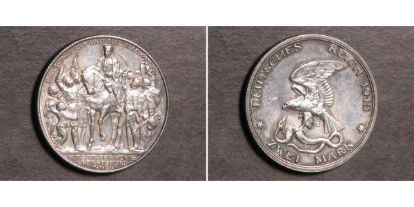 2 Mark Regno di Prussia (1701-1918) Argento 