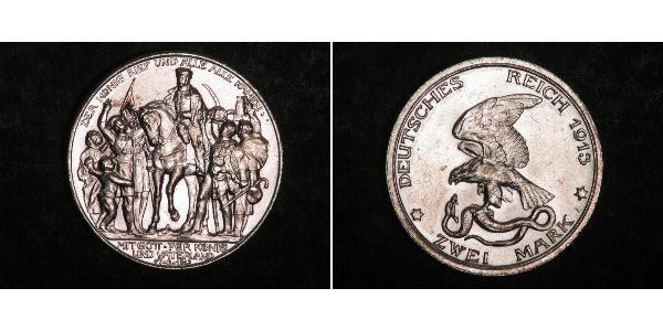 2 Mark Regno di Prussia (1701-1918) Argento 