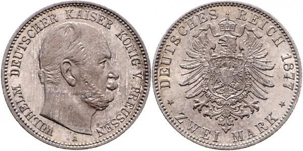 2 Mark Regno di Prussia (1701-1918) Argento Wilhelm I, German Emperor (1797-1888)