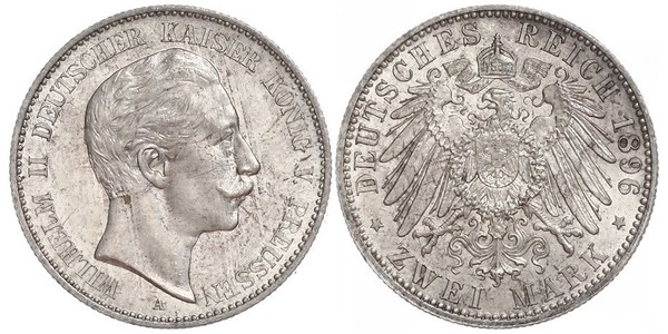2 Mark Regno di Prussia (1701-1918) Argento Wilhelm II, German Emperor (1859-1941)