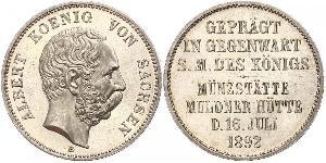 2 Mark Regno di Sassonia (1806 - 1918) Argento Alberto di Sassonia