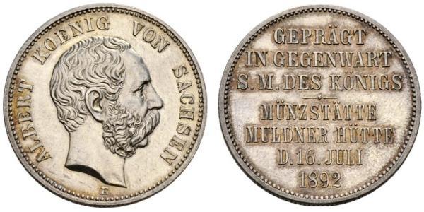 2 Mark Regno di Sassonia (1806 - 1918) Argento Alberto di Sassonia