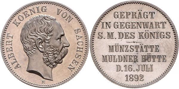 2 Mark Regno di Sassonia (1806 - 1918) Argento Alberto di Sassonia
