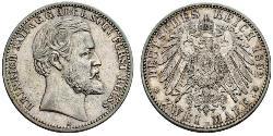 2 Mark Reuss-Greiz (1778 - 1918) Argento Heinrich XXII (1859 - 1902)