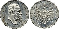 2 Mark Reuss-Greiz (1778 - 1918) Argento Heinrich XXII (1859 - 1902)