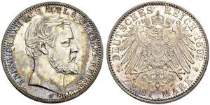 2 Mark Reuss-Greiz (1778 - 1918) Argento Heinrich XXII (1859 - 1902)