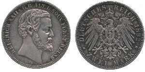 2 Mark Reuss-Greiz (1778 - 1918) Argento Heinrich XXII (1859 - 1902)