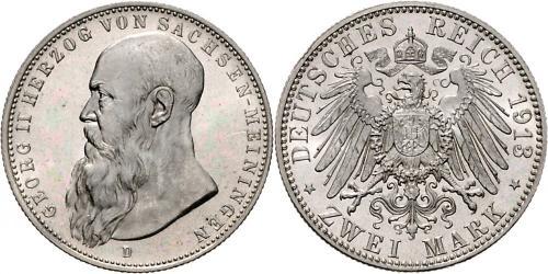 2 Mark Sassonia-Meiningen (1680 - 1918) Argento Giorgio II di Sassonia-Meiningen