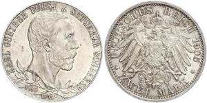 2 Mark Schwarzburg-Sondershausen (1599-1920) Argento 