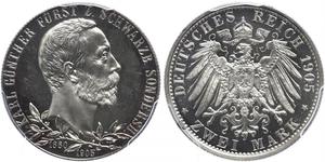 2 Mark Schwarzburg-Sondershausen (1599-1920) Argento 