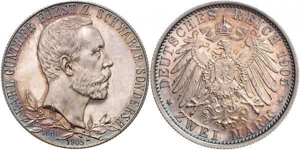 2 Mark Schwarzburg-Sondershausen (1599-1920) Argento 