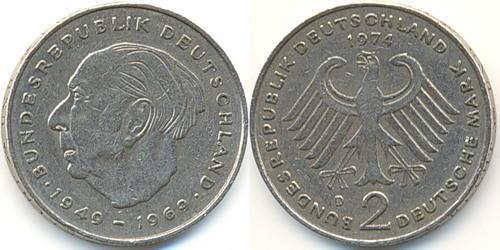 2 Mark Geschichte der Bundesrepublik Deutschland (1949-1990) Kupfer/Nickel 