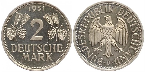 2 Mark Geschichte der Bundesrepublik Deutschland (1949-1990) Kupfer/Nickel 