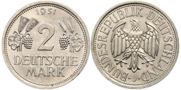 2 Mark Geschichte der Bundesrepublik Deutschland (1949-1990) Kupfer/Nickel 