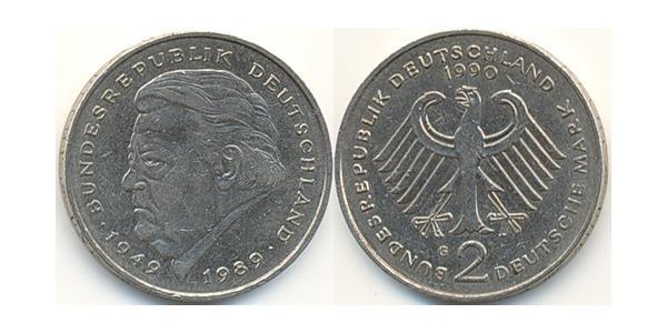 2 Mark Alemania Occidental (1949-1990) Níquel/Cobre Франц-Йозеф Штраусс