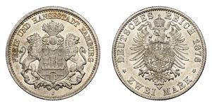 2 Mark Alemania / Hamburgo Plata 
