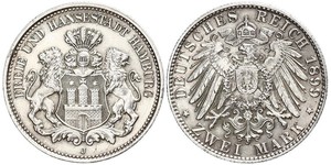 2 Mark Alemania / Hamburgo Plata 