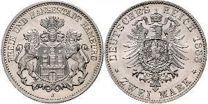 2 Mark Alemania / Hamburgo Plata 