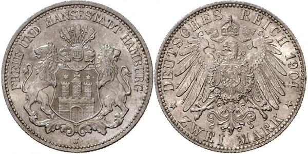2 Mark Alemania / Hamburgo Plata 