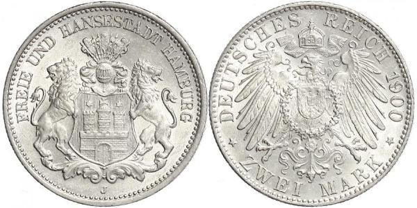 2 Mark Alemania / Hamburgo Plata 