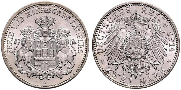 2 Mark Alemania / Hamburgo Plata 