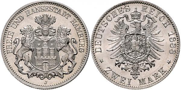 2 Mark Alemania / Hamburgo Plata 