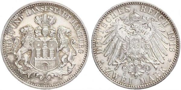 2 Mark Alemania / Hamburgo Plata 